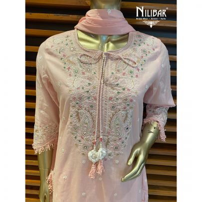 Pink Cotton Kurti Set