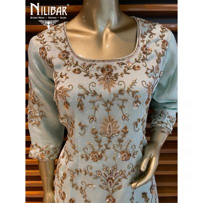 Powder Silk Palazzos Suit Set