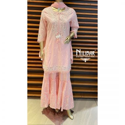 Pink Cotton Kurti Set