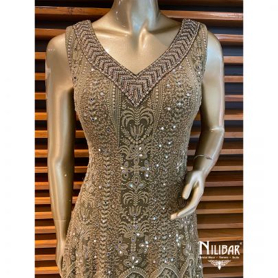 Mehendi Green Georgette Palazzos Suit Set 