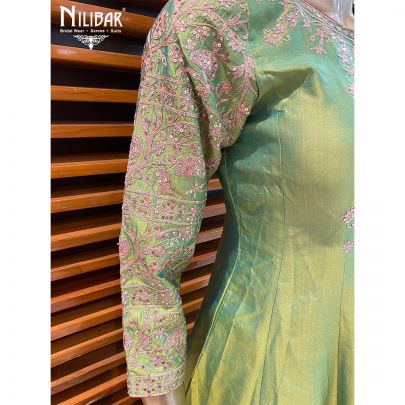 Yellow, Pink and Green Silk Salwar Suit Set