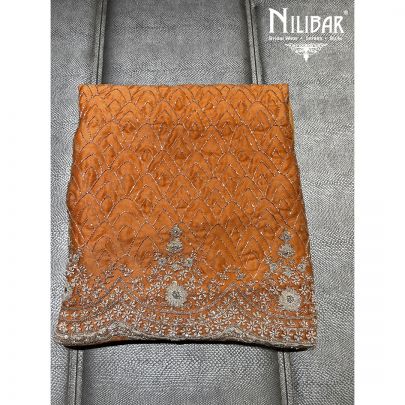Orange Organza Unstitched Suit