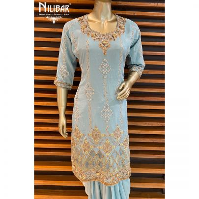 Sky Blue Crepe Salwar Suit Set