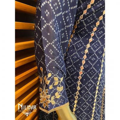 Blue Chinon Salwar Suit Set