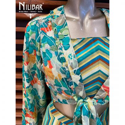 Multicolor Crepe Indo Western