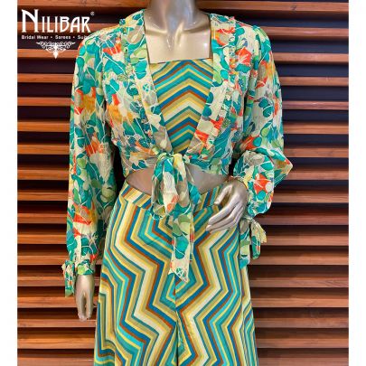 Multicolor Crepe Indo Western