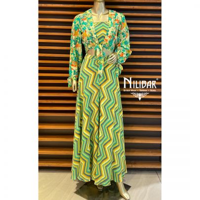 Multicolor Crepe Indo Western