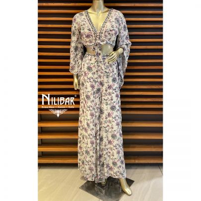 Bone White Chinon Indo Western Suit
