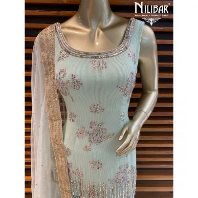 Mint Georgette Sharara Suit