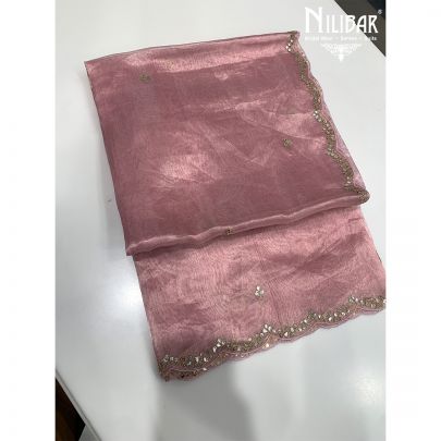 Crepe Pink Organza Unstitched Suit