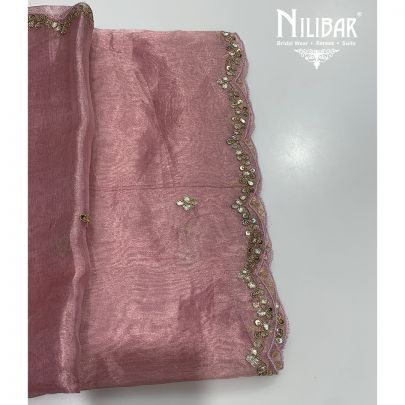 Crepe Pink Organza Unstitched Suit