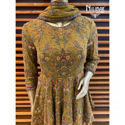 Army Green Georgette Palazzos Suit