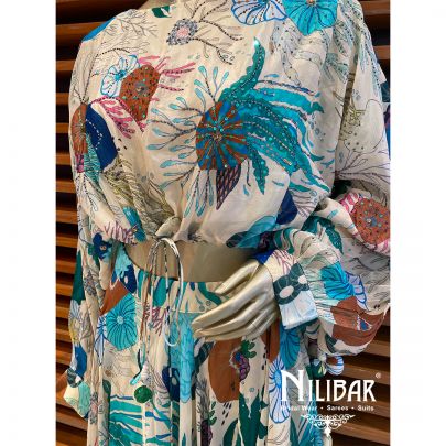 Cream Chinon Indo Western Suit