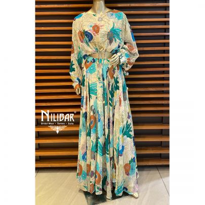 Cream Chinon Indo Western Suit