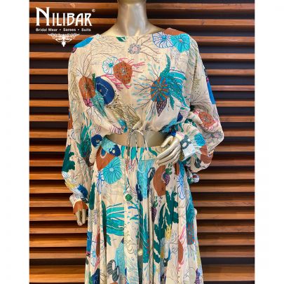 Cream Chinon Indo Western Suit