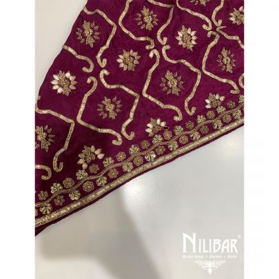 Wine Crepe and Chinon Unstitched Suit