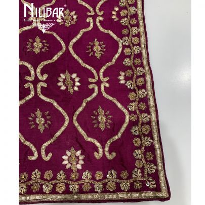 Wine Crepe and Chinon Unstitched Suit