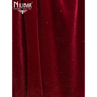 Pale Beige and Maroon  Velvet Unstitched Suit