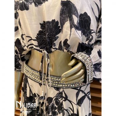 Black and White Crepe Indo Western Suit