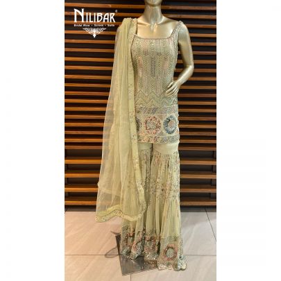 Tea Green Georgette Garara Suit