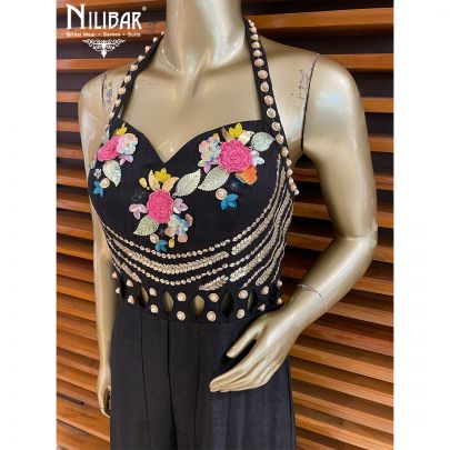 Black Silk Jumpsuit with Hatler Neck