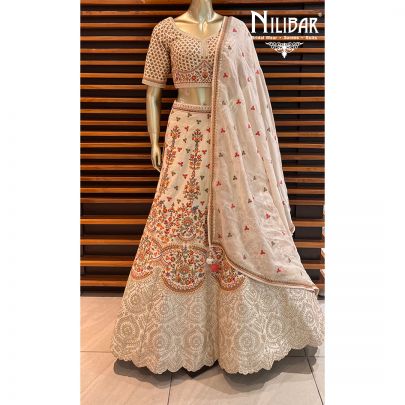 Cream Sil Bridal Lehenga