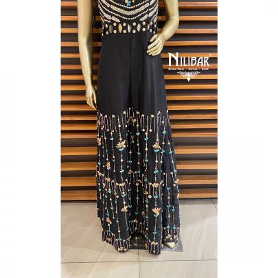 Black Silk Jumpsuit with Hatler Neck
