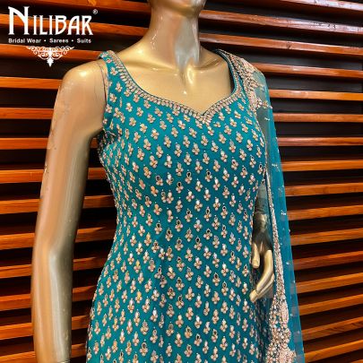 Jade Georgette and Net Palazzo Suit