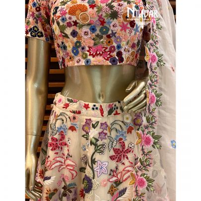 Off White Organza Bridal Lehenga