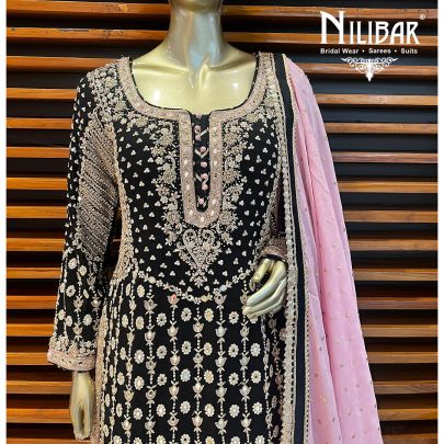Black Georgette and Net Garara Suit