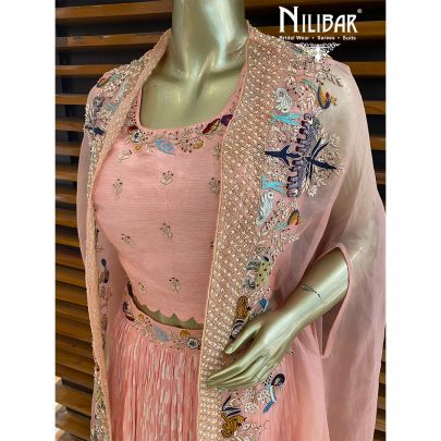 Salmon Pink Silk Lehenga