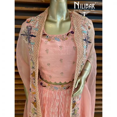 Salmon Pink Silk Lehenga