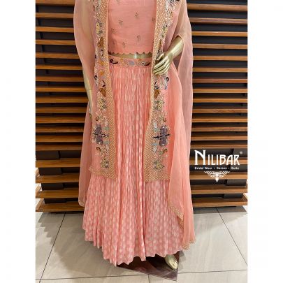 Salmon Pink Silk Lehenga