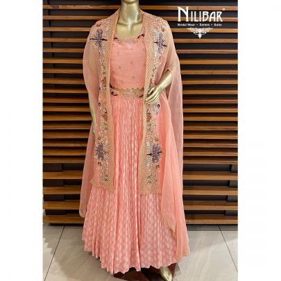 Salmon Pink Silk Lehenga