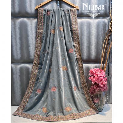 Grey Velvet Dupatta