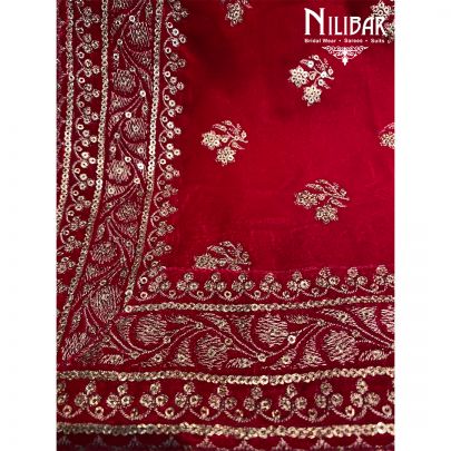 Rani Pink Velvet Dupatta