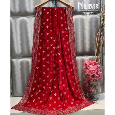 Rani Pink Velvet Dupatta