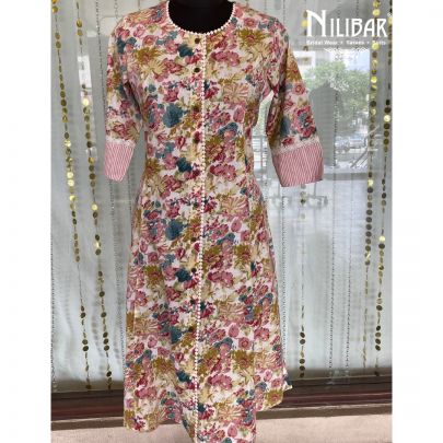 Multi Colour Printed Cotton Kurta