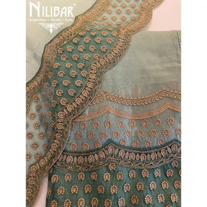 Sage Green Organza Unstitched Suit