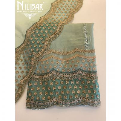 Sage Green Organza Unstitched Suit