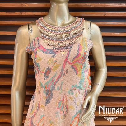 Peach Georgette Indo Western Suit