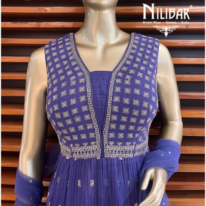 Purple Georgette Peplum Suit