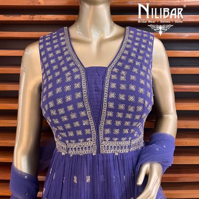 Purple Georgette Peplum Suit