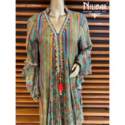 Multicolor Silk Printed Draped Kurti