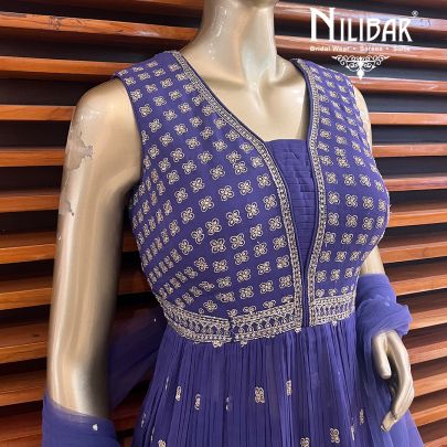 Purple Georgette Peplum Suit