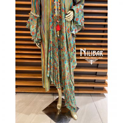 Multicolor Silk Printed Draped Kurti