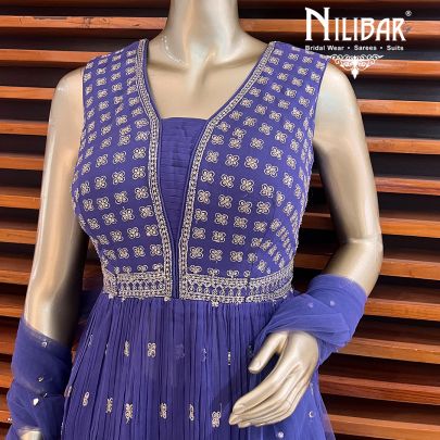 Purple Georgette Peplum Suit