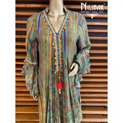Multicolor Silk Printed Draped Kurti