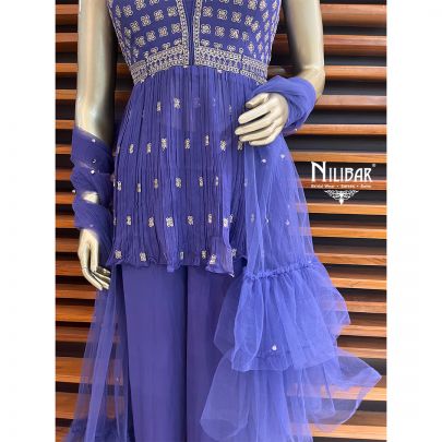 Purple Georgette Peplum Suit
