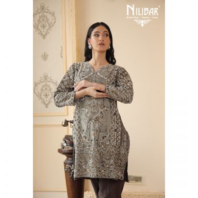 Mouse Brown Silk and Shimmer Suit